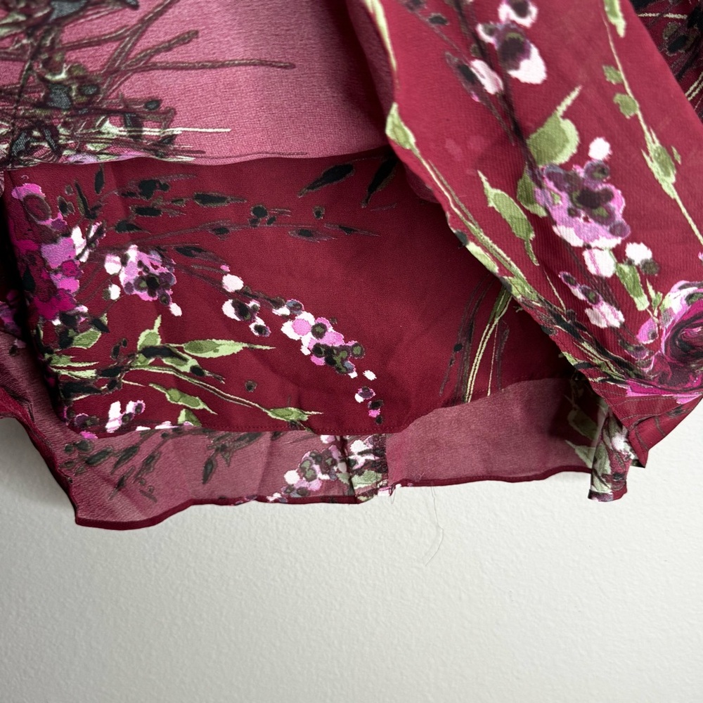 New Investments II Burgundy Maroon Multicolor Floral Sleeveless Lined Blouse 1X - Picture 8 of 9
